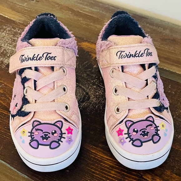 Skechers twinkle toes purple pink sparkle cat sneakers shoes size 9 toddler - Picture 2 of 13